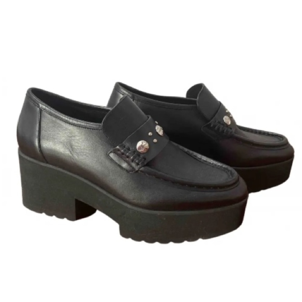 Maje leather platform loafers